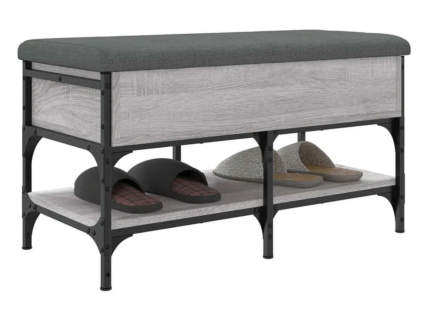Banco zapatero Sonoma gris 82x42x45 cm madera de ingeniería