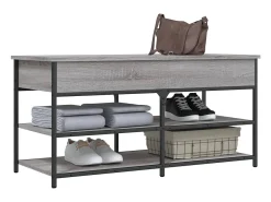 Banco zapatero Sonoma gris 100x42,5x50 cm madera de ingeniería