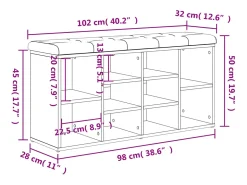 Banco zapatero Sonoma gris 102x32x50 cm madera de ingeniería