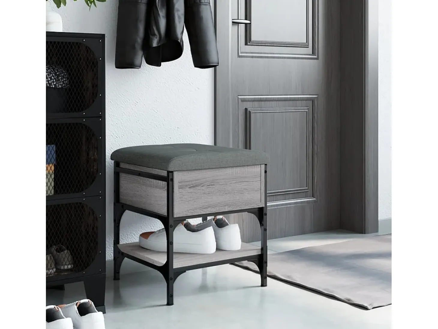 Banco zapatero Sonoma gris 42x42x45 cm madera de ingeniería