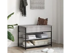 Banco zapatero Sonoma gris 70x42,5x50 cm madera de ingeniería