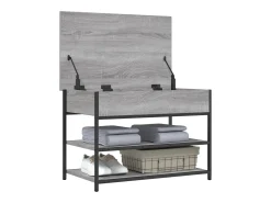 Banco zapatero Sonoma gris 70x42,5x50 cm madera de ingeniería