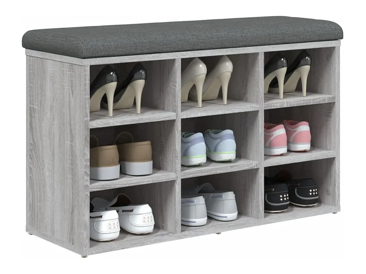 Banco zapatero Sonoma gris 82x32x50 cm madera de ingeniería