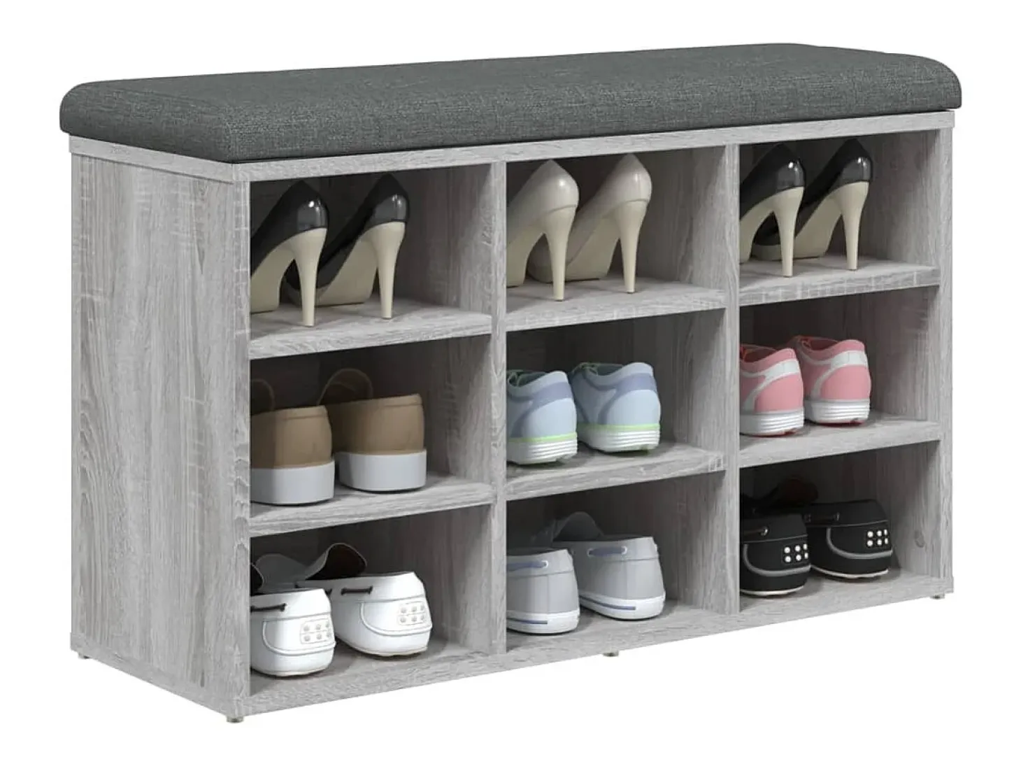 Banco zapatero Sonoma gris 82x32x50 cm madera de ingeniería