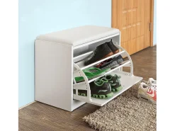 Banco Zapatero, Taburete, Puff Caja, Banco, Estantería para Zapatos, Chifonier Blanco FSR16-W SoBuy ES