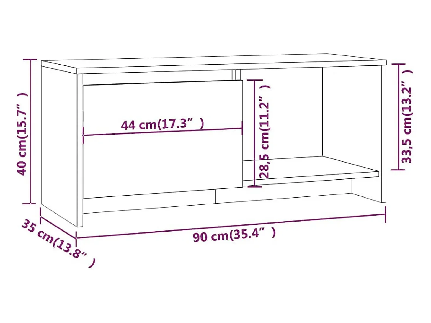 Bay Village Mueble para TV madera contrachapada roble Sonoma 90x35x40 cm
