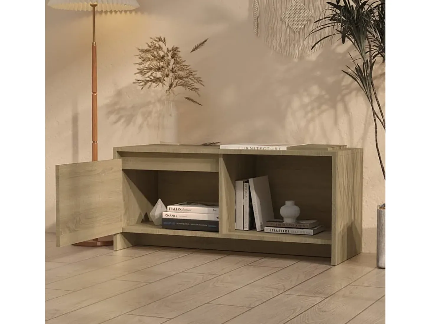 Bay Village Mueble para TV madera contrachapada roble Sonoma 90x35x40 cm