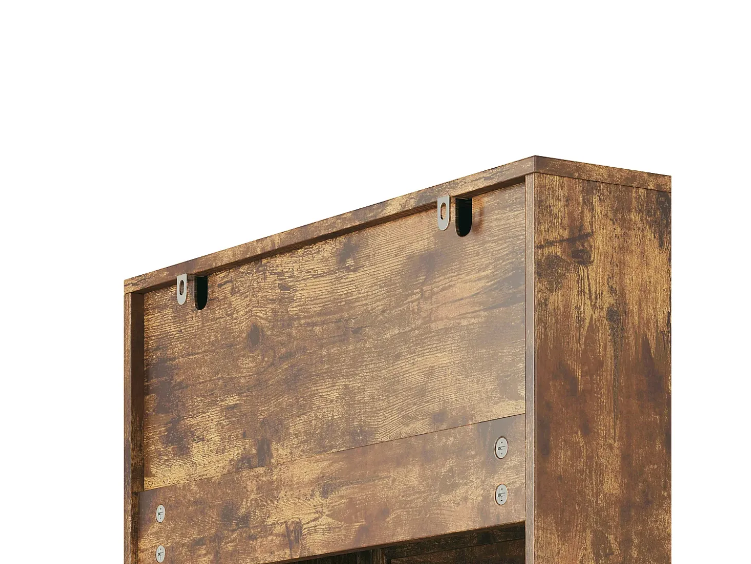 Bealife Mueble zapatero con 2 puertas abatibles y 1 cajón – 58x24x102 cm, Marrón – Estantes regulables en altura, Zapatero moderno y funcional