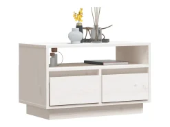 Bemidji Mueble de TV de madera maciza de pino blanco 60x35x37 cm