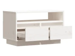 Bemidji Mueble de TV de madera maciza de pino blanco 60x35x37 cm