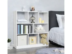 Biblioteca blanca con 8 compartimentos de almacenamiento abiertos - L97,5 x H100 cm