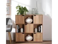 Biblioteca con 9 compartimentos y 5 puertas de madera - L88,8 cm