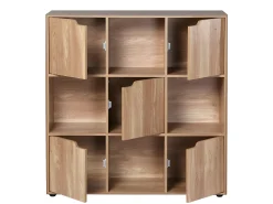 Biblioteca con 9 compartimentos y 5 puertas de madera - L88,8 cm