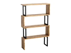 Biblioteca con 3 estantes de metal - Natural claro y Negro - ROVENI