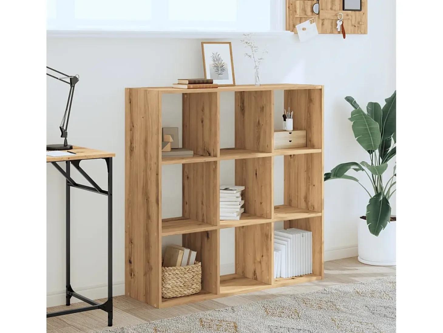 Biblioteca de madera de ingeniería roble artesano 102x32x102 cm ES551193