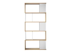 Biblioteca Decoración Blanca y Roble - L80 x H173,5 cm