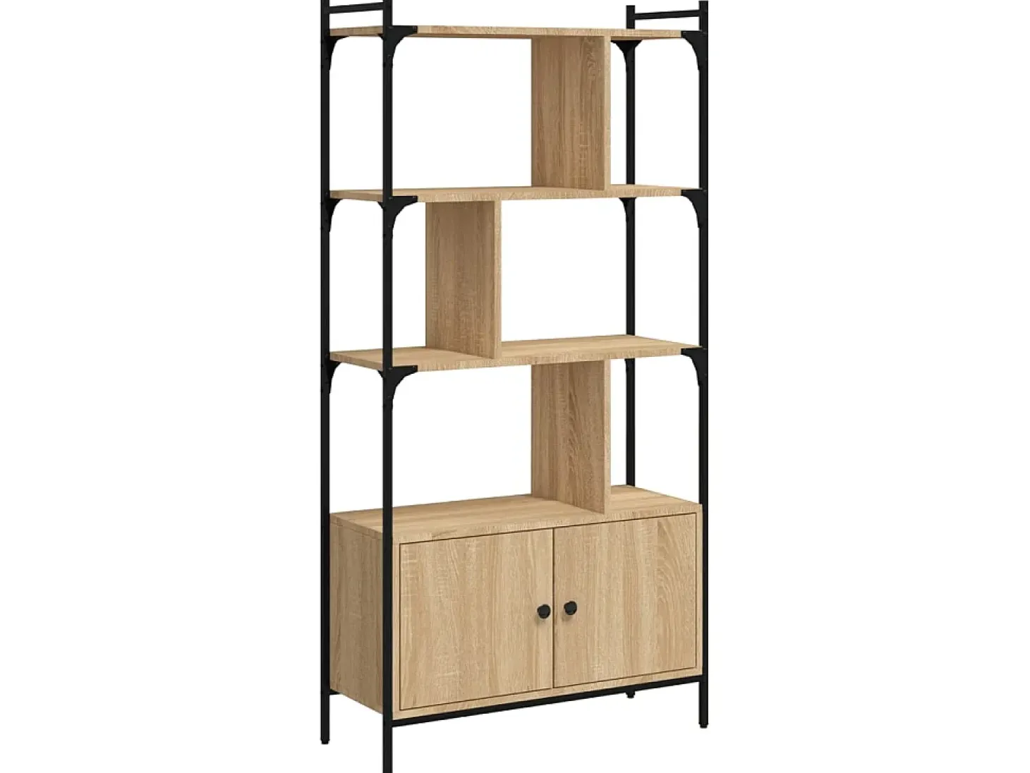 Biblioteca Estantería con puertas madera roble Sonoma 76,5x30x154,5 cm ES64301