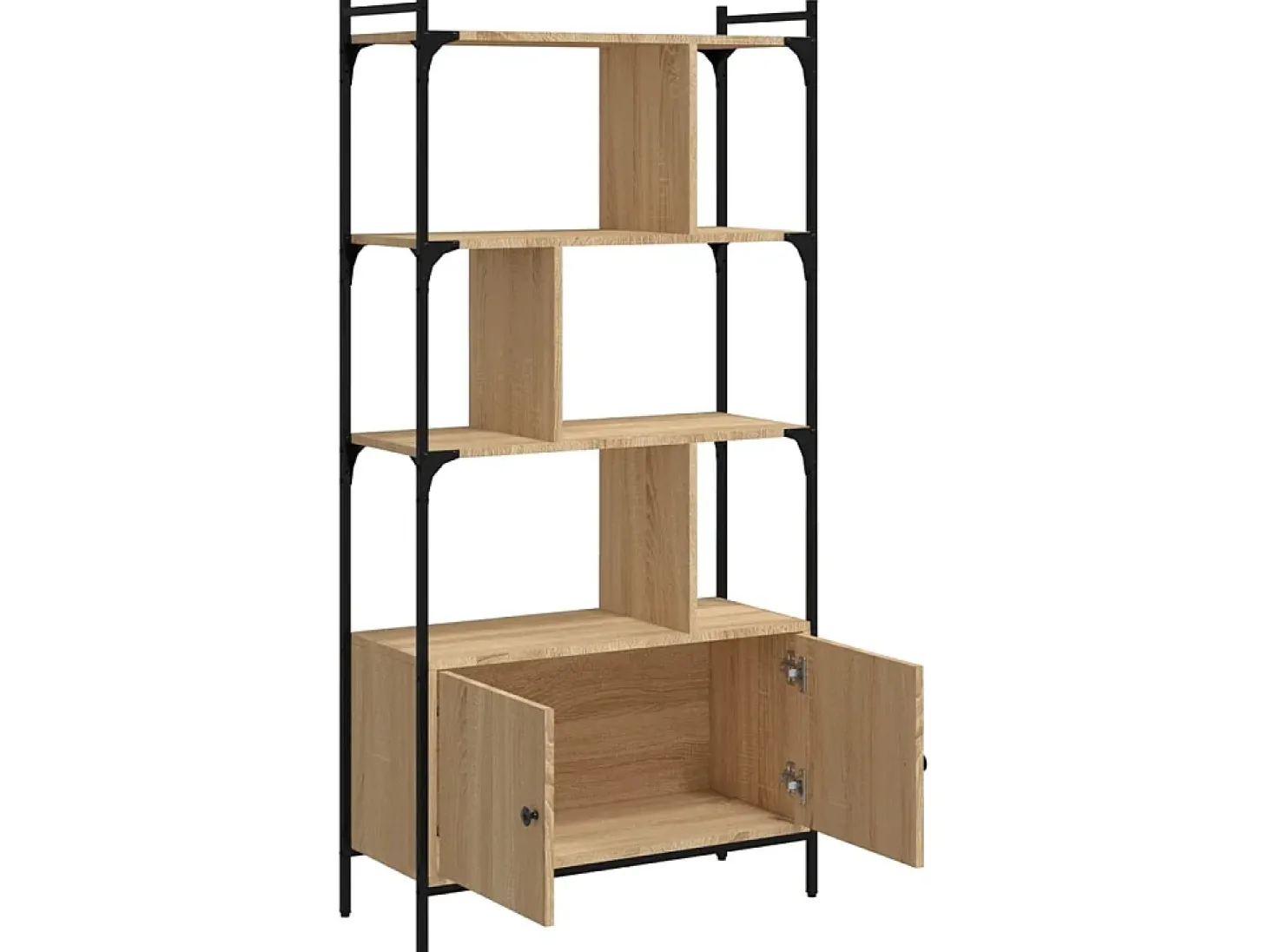 Biblioteca Estantería con puertas madera roble Sonoma 76,5x30x154,5 cm ES64301