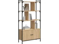 Biblioteca Estantería con puertas madera roble Sonoma 76,5x30x154,5 cm ES64301