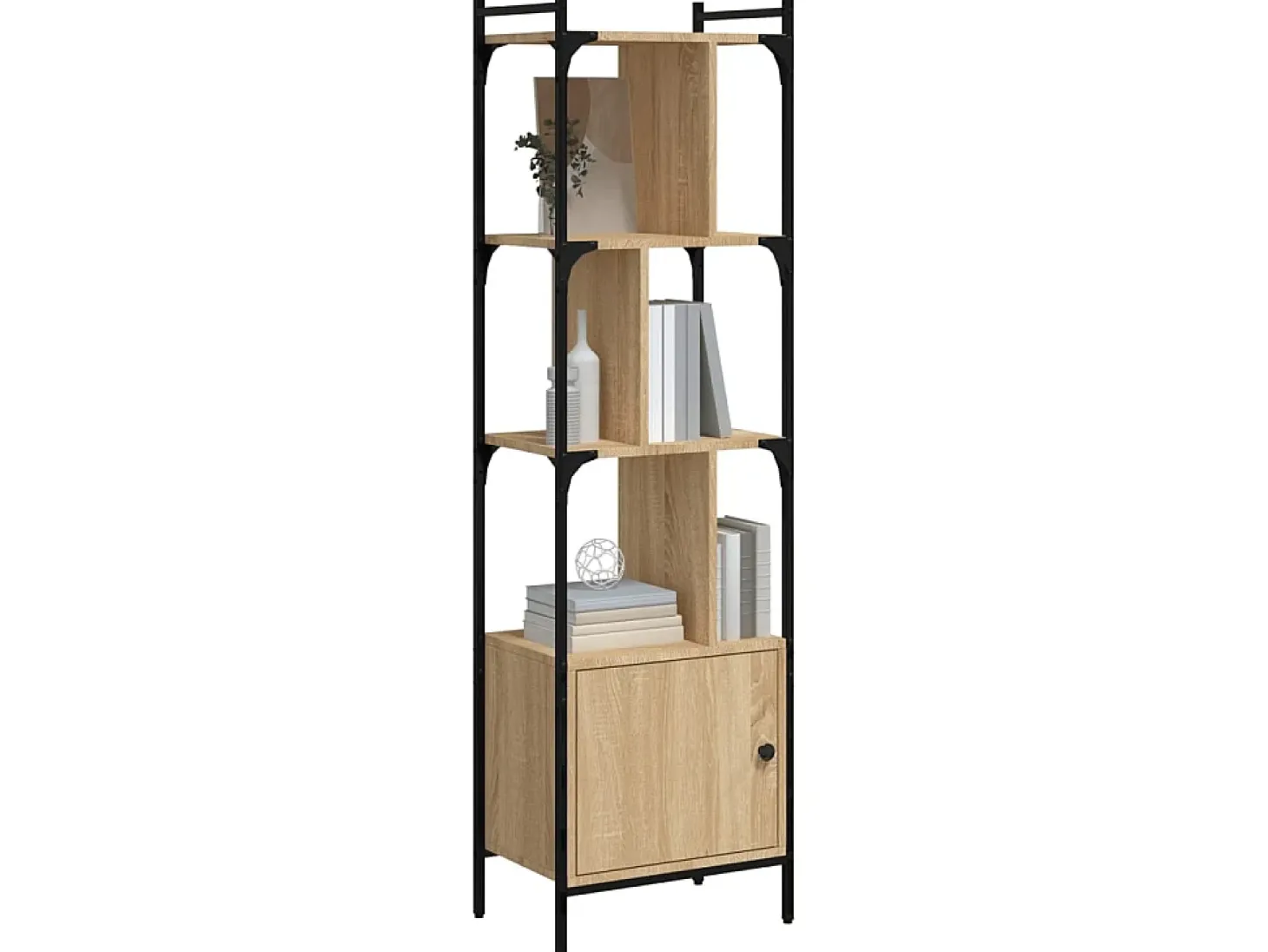 Biblioteca Estantería con puerta madera roble Sonoma 44,5x30x154,5 cm ES68457