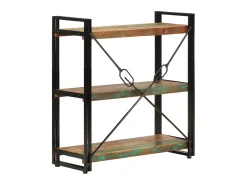 Biblioteca Estantería de 3 alturas hierro y madera reciclada 77x30x80cm ES83780