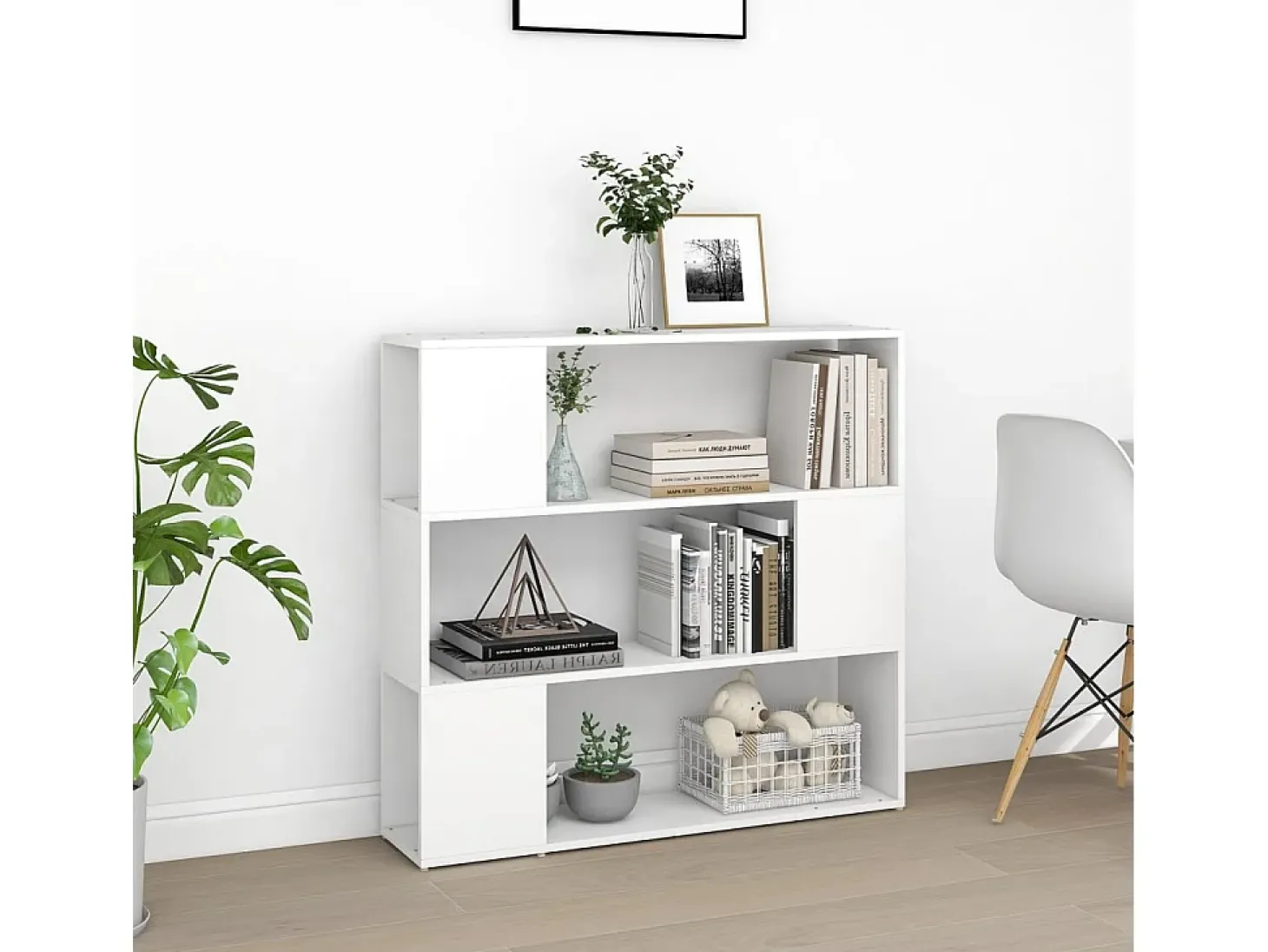 Biblioteca Estantería de libros/divisor de espacios blanco 100x24x94 cm ES25107