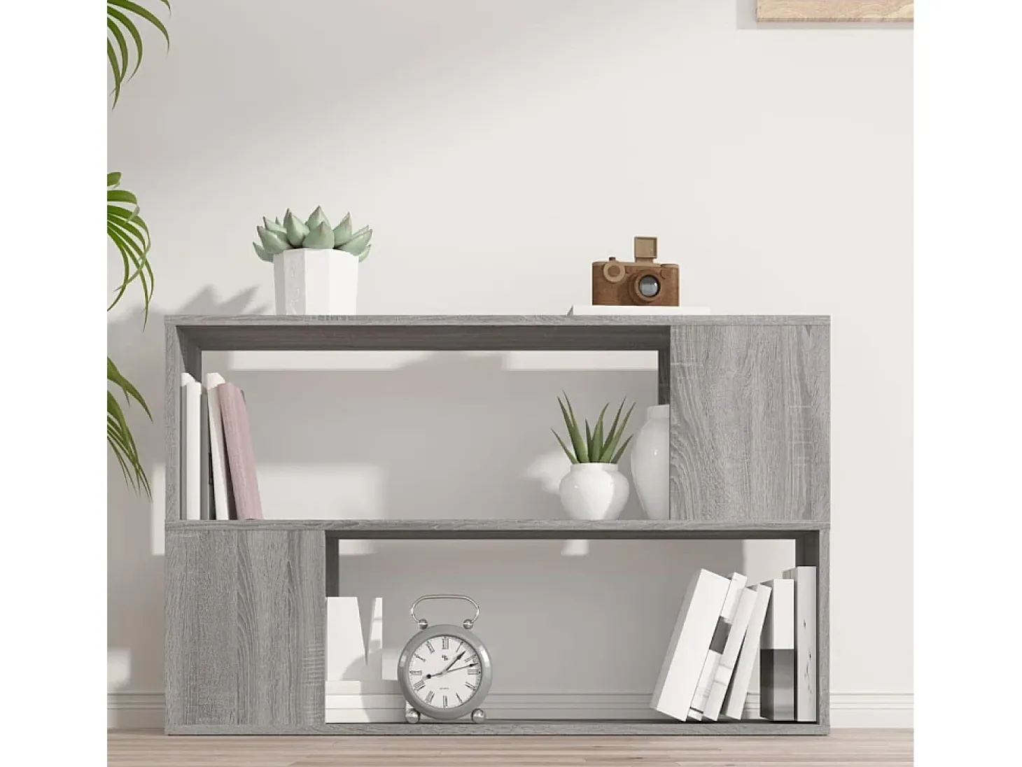 Biblioteca Estantería de madera contrachapada gris Sonoma 100x24x63 cm ES98503