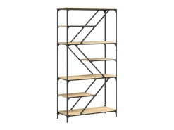 Biblioteca Estantería madera de ingeniería acero roble Sonoma 91x36x176 cm ES98176