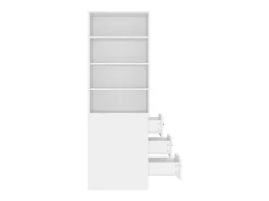Biblioteca 60x38x180 cm - Intercambiable izquierda y derecha - Con 3 cajones - Estantes ajustables - Blanco