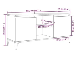 Billie Mueble de TV con patas metal color roble Sonoma 103,5x35x50 cm