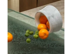 Bol de mármol gris hecho a mano para decoración de interiores
