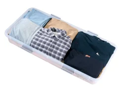 Bolsas de Almacenamiento SucceBuy para debajo de la Cama con Ruedas, Organizador de Zapatos para debajo de la Cama de 101x51x15 cm, Caja de Almacenamiento con Tapa