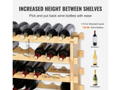 Botellero de Bambú SucceBuy de 8 Niveles para 72 Botellas, Apilable y Modular.