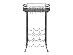 Botellero de metal con soportes para copas para 9 botellas ES761678