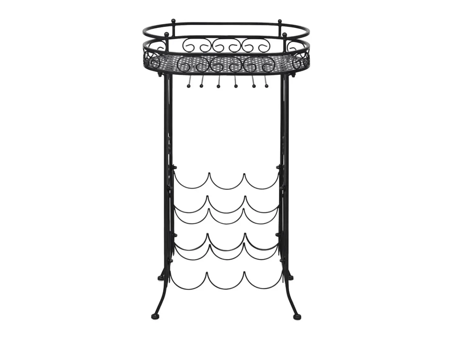 Botellero de metal con soportes para copas para 9 botellas ES761678