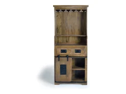 Botellero estilo industrial en madera de mango y metal