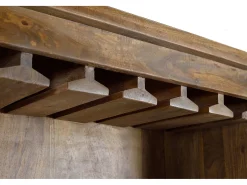 Botellero estilo industrial en madera de mango y metal