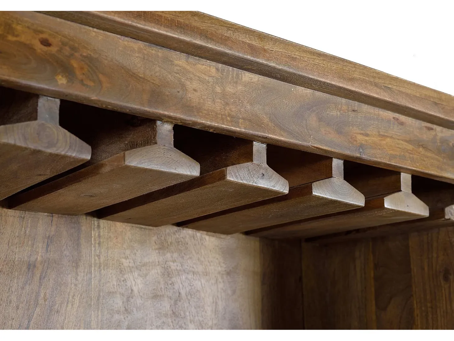 Botellero estilo industrial en madera de mango y metal