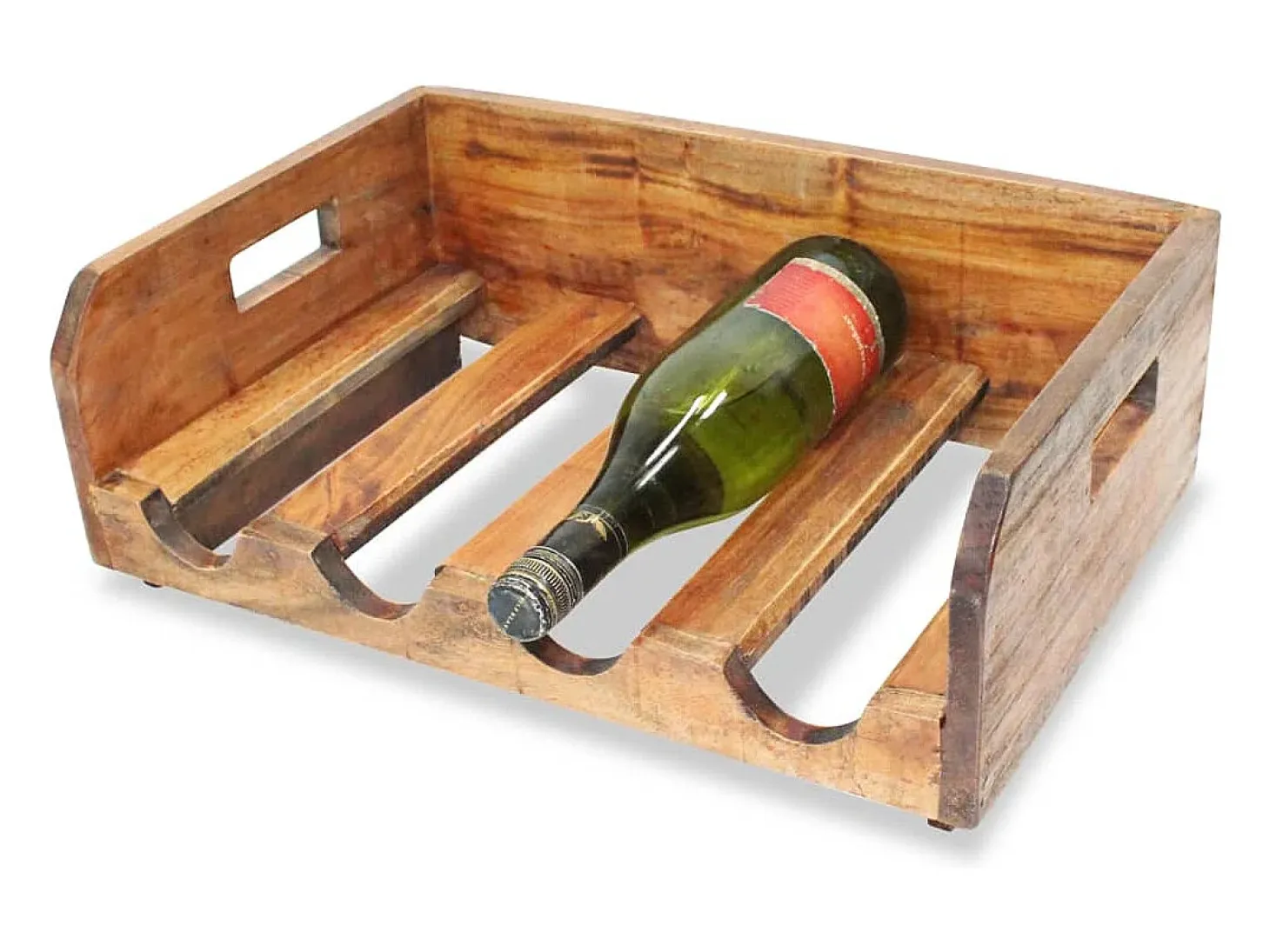 Botelleros para 16 botellas 4 uds madera maciza reciclada ES182196