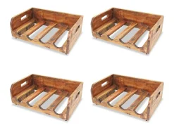 Botelleros para 16 botellas 4 uds madera maciza reciclada ES182196