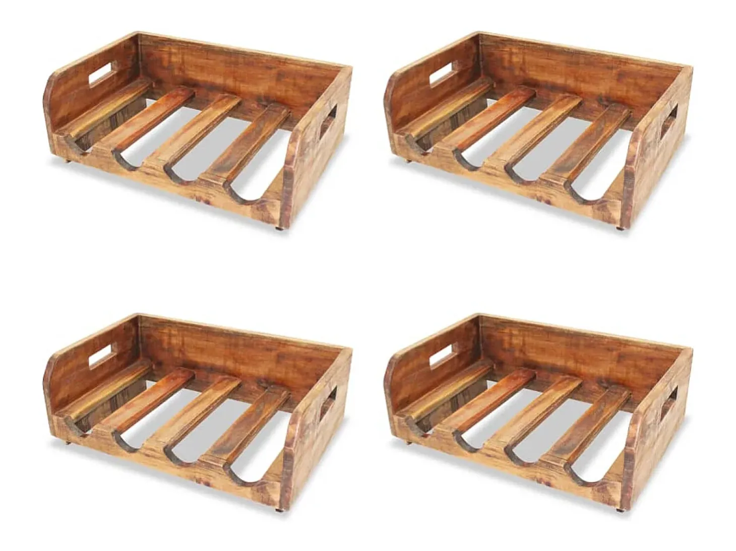 Botelleros para 16 botellas 4 uds madera maciza reciclada ES182196