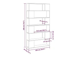 Branchville Estantería divisor de espacios blanco 100x24x188 cm