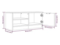 Bryvra Mueble TV 2 pzs madera contrachapada blanco brillo 80x35x36,5cm