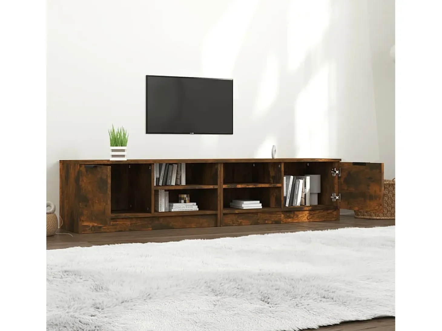 Bryvra Muebles para TV 2 uds contrachapado roble ahumado 80x35x36,5 cm