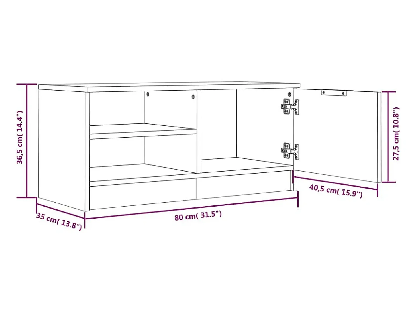 Bryvra Muebles para TV 2 uds contrachapado roble ahumado 80x35x36,5 cm