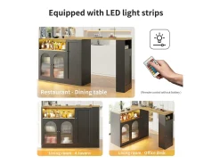 Buffet、Mueble de barra corrediza de MDF - Con LED y gamas varias - Negro