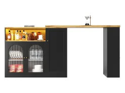 Buffet、Mueble de barra corrediza de MDF - Con LED y gamas varias - Negro