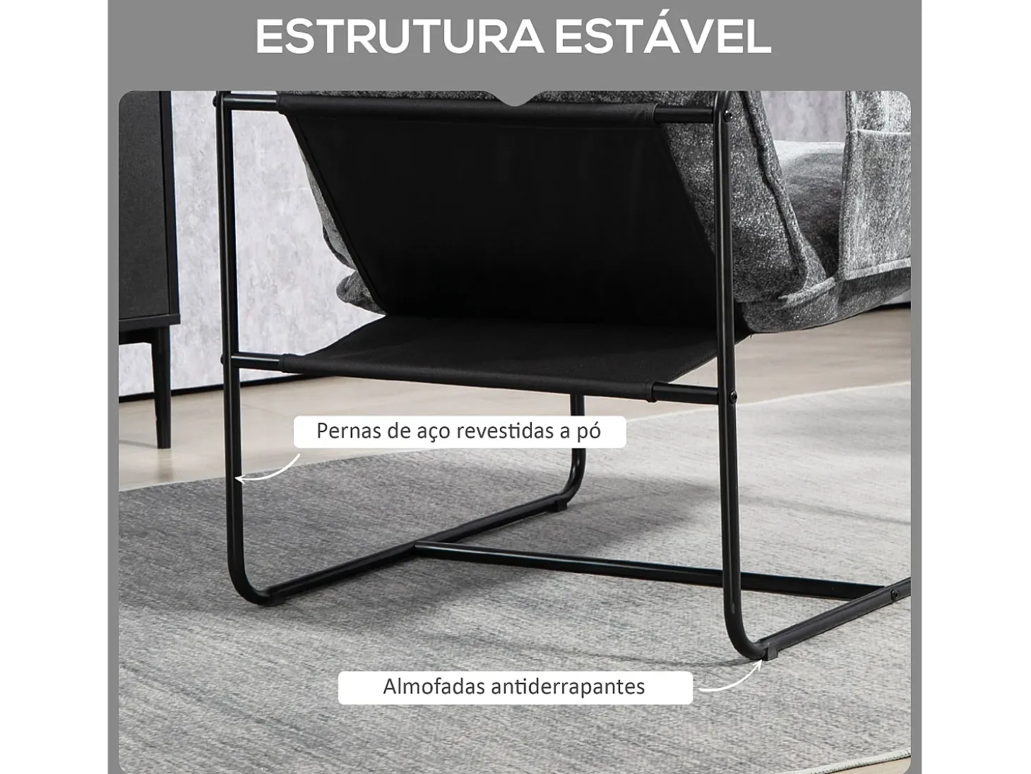 Butaca Albert Homcom bolsillos laterales gris 81x68x78 cm