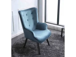 Butaca de 95x71x75 cm con reposabrazos en color turquesa y patas de madera negras Dakota