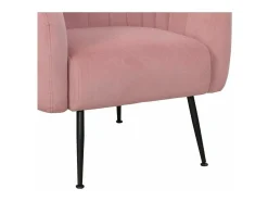 Butaca de 81x75x72 cm de terciopelo en color rosa y con patas metálicas negras Telma